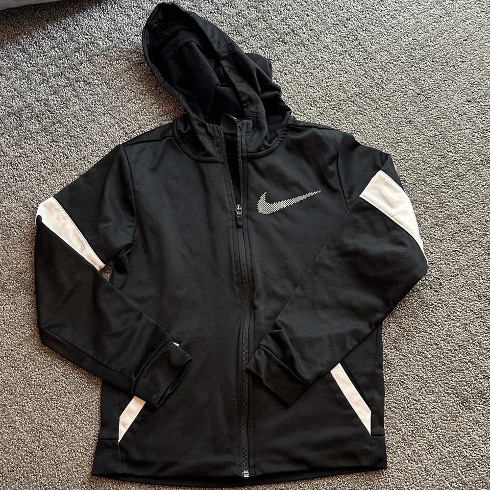 Nike Black hoodie zip up  with White Details